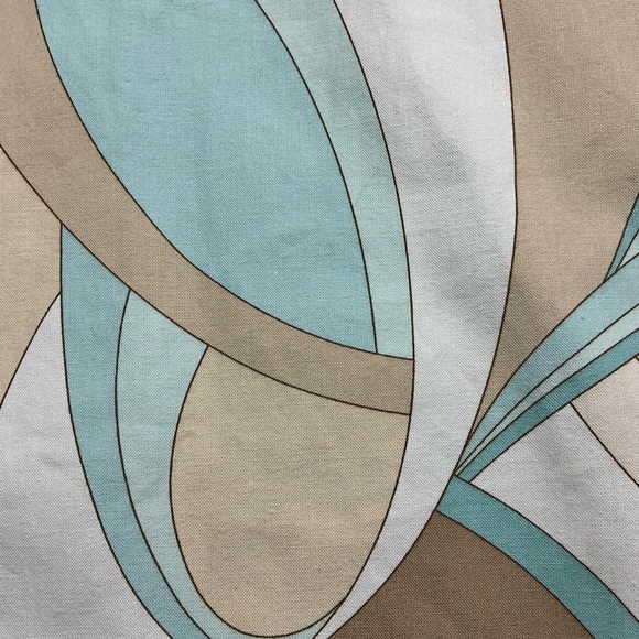 Vintage 70s/80s light aqua geometric lined curtain panels 45 x 81 set of two - Picture 6 of 8